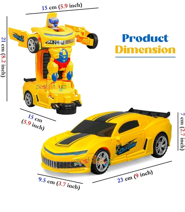 Zest 4 Toyz Deform Robot Car for Kids Bump & Go Action Battery Operated 2 in 1 Robot Car Toy with 3D Lights & Sound Toy for Kids (Multi-Color)