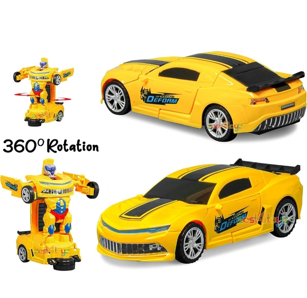 Zest 4 Toyz Deform Robot Car for Kids Bump & Go Action Battery Operated 2 in 1 Robot Car Toy with 3D Lights & Sound Toy for Kids (Multi-Color)