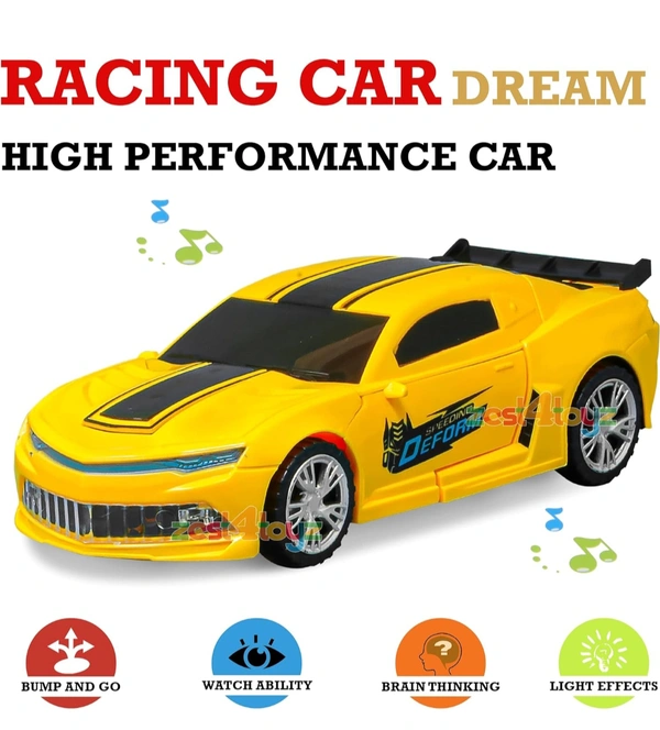 Zest 4 Toyz Deform Robot Car for Kids Bump & Go Action Battery Operated 2 in 1 Robot Car Toy with 3D Lights & Sound Toy for Kids (Multi-Color)