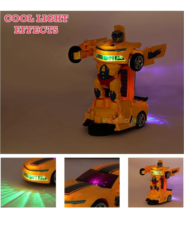 Zest 4 Toyz Deform Robot Car for Kids Bump & Go Action Battery Operated 2 in 1 Robot Car Toy with 3D Lights & Sound Toy for Kids (Multi-Color)