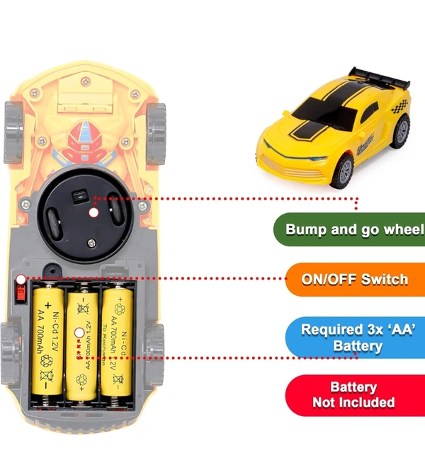 Zest 4 Toyz Deform Robot Car for Kids Bump & Go Action Battery Operated 2 in 1 Robot Car Toy with 3D Lights & Sound Toy for Kids (Multi-Color)