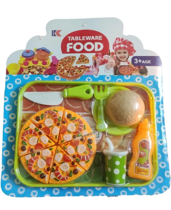 Pizza Fast Food Kitchen DIY Pretend Role Play Toy Set for Boys&Girls Kids - 14 Pieces- Multi Color