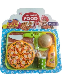 Pizza Fast Food Kitchen DIY Pretend Role Play Toy Set for Boys&Girls Kids - 14 Pieces- Multi Color