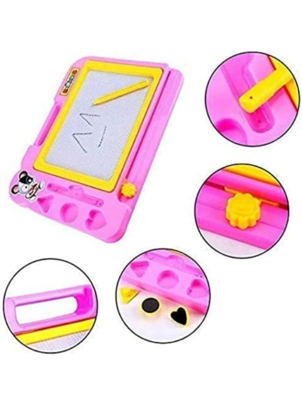 Kids Play Magic Slate Children Educational Toy Sketch Pad Magnetic Drawing Writing Board Pen Doodle pad erasable Drawing Easy Reading Learning for Boys and Girls (Pink)