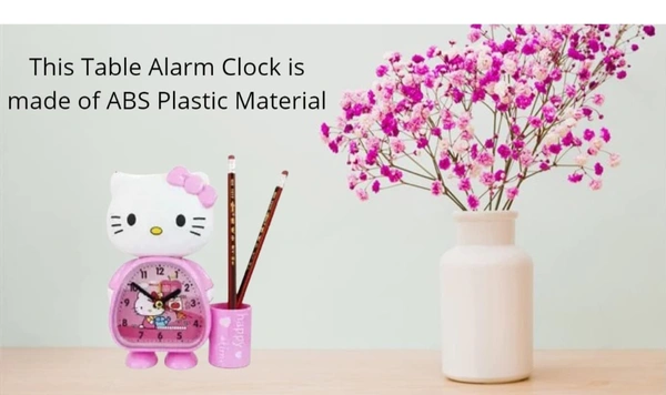 Cutest Cartoon Table Alarm Alarm Clock with Pen Pencil Stand Kids Room Table Clock -Mix Colour