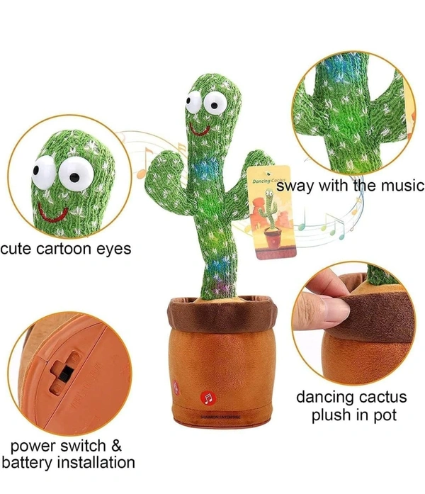  Dancing Cactus Talking Toy, Cactus Plush Toy, Wriggle & Singing Recording Repeat What You Say Funny Education Toys for Babies Children Playing, Home Decorate