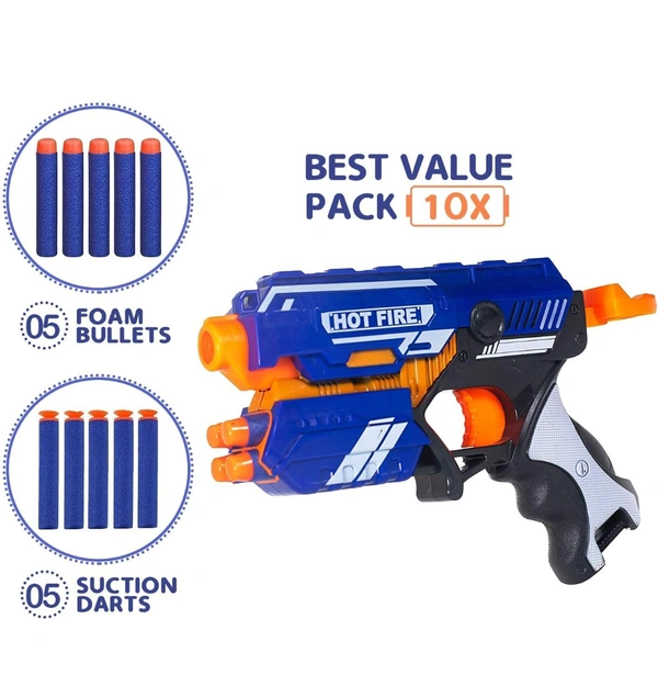 Blaze Storm Hot Fire Soft Bullet Gun Toy with 10 Safe Soft Foam Bullets, Fun Target Shooting Battle Fight Game for Kids Boys (Blaze Storm- Hot Fire)