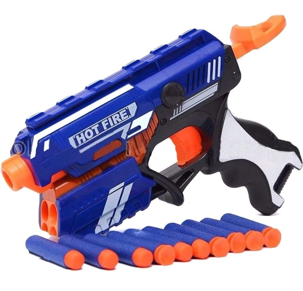 Blaze Storm Hot Fire Soft Bullet Gun Toy with 10 Safe Soft Foam Bullets, Fun Target Shooting Battle Fight Game for Kids Boys (Blaze Storm- Hot Fire)