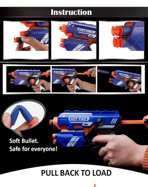 Blaze Storm Hot Fire Soft Bullet Gun Toy with 10 Safe Soft Foam Bullets, Fun Target Shooting Battle Fight Game for Kids Boys (Blaze Storm- Hot Fire)