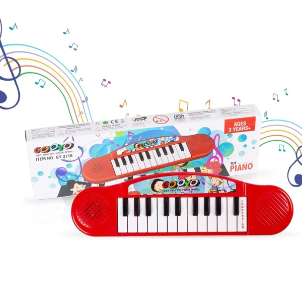 Gooyo GY3716 Mini Portable Piano Keyboard Musical Toy for Kids/Babies/Girls/Boys/Gifts | Red Color, Power Source: 2xAA Battery (Not Included)