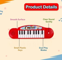 Gooyo GY3716 Mini Portable Piano Keyboard Musical Toy for Kids/Babies/Girls/Boys/Gifts | Red Color, Power Source: 2xAA Battery (Not Included)