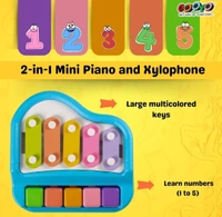 Gooyo 1503 Non Battery 2 in 1 Mini Piano and Xylophone Toy with Colorful Keys & 2 Mallets for Babies/Girls/Boys/Kids/Gifts | Blue Color (Battery Not Required)
