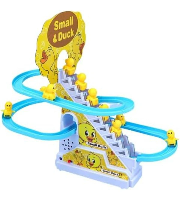 Duck Track Racing Toys for Kids - Small Ducks Stair Climbing Toys for Kids, Escalator Toy with Lights and Music - 3 Duck Toy Included (Duck Racing Track Toy