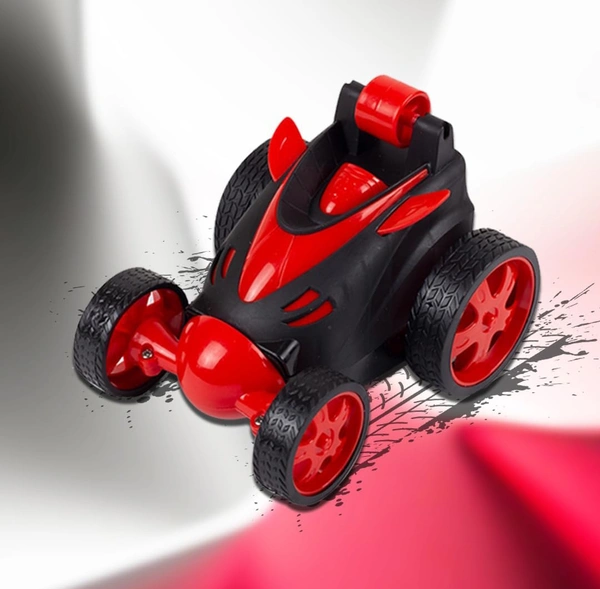 Rotating & Rolling Rechargeable Small Stunt Racing Car Toy Comes with USB Charging Cable & Remote Controller | Red Color, Power Source: Lithium Rechargeable Battery for Car (Included)