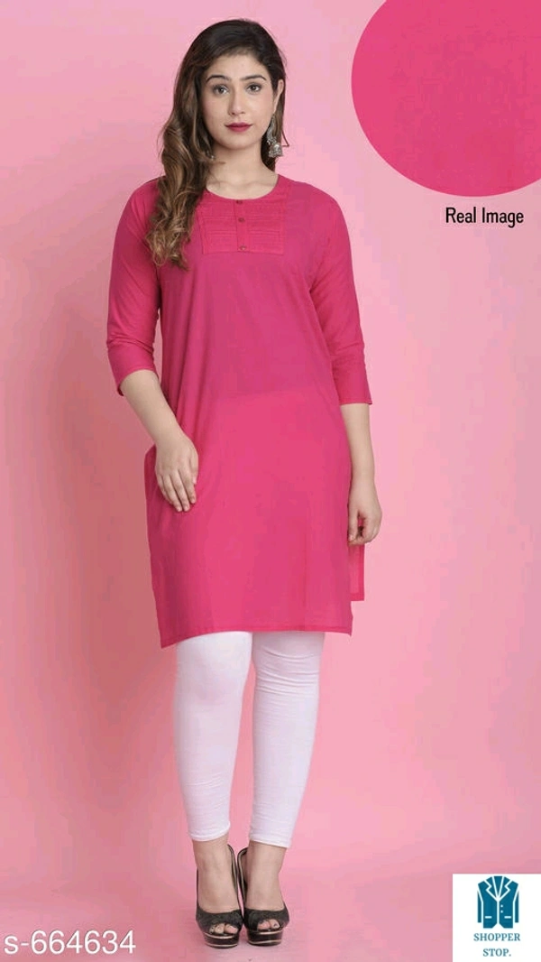Catalog Name:*⭐Women Cotton A-line Solid Orange Kurti*Fabric: CottonSleeve Length: Three-Quarter SleevesPattern:  - 