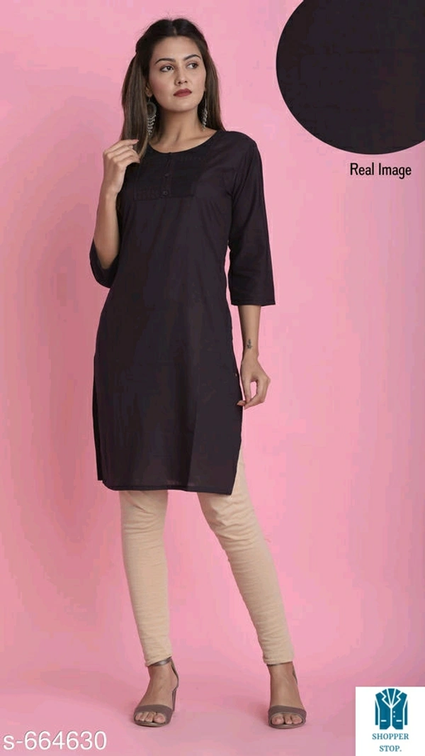 Catalog Name:*⭐Women Cotton A-line Solid Orange Kurti*Fabric: CottonSleeve Length: Three-Quarter SleevesPattern:  - 
