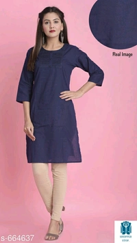 Catalog Name:*⭐Women Cotton A-line Solid Orange Kurti*Fabric: CottonSleeve Length: Three-Quarter SleevesPattern:  - 