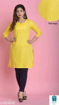 Catalog Name:*⭐Women Cotton A-line Solid Orange Kurti*Fabric: CottonSleeve Length: Three-Quarter SleevesPattern:  - 