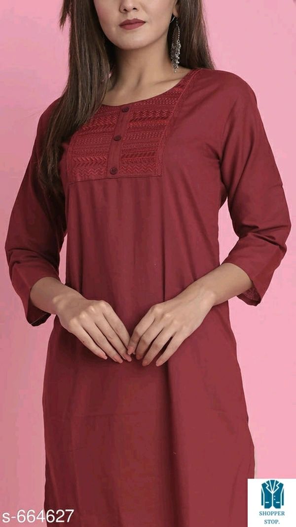 Catalog Name:*⭐Women Cotton A-line Solid Orange Kurti*Fabric: CottonSleeve Length: Three-Quarter SleevesPattern:  - 