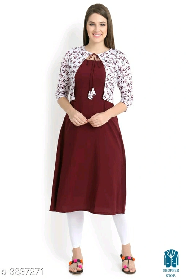 Catalog Name:*☀️Women Crepe Jacket Kurta Solid Orange Kurti*Fabric: CrepePattern: SolidCombo 