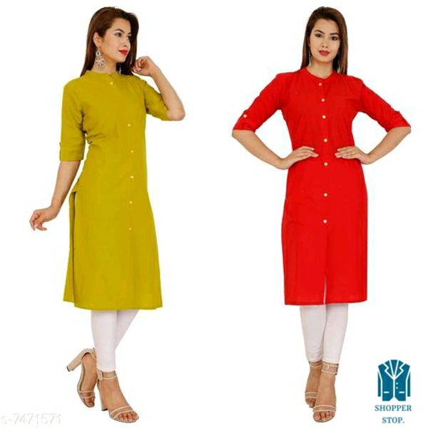 Catalog Name:*☄️Aakarsha Graceful Kurtis*Fabric: CottonSleeve Length: Short Sleeves,Three-Quarter SleevesPattern: SolidCombo of: Combo of 2