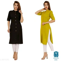 Catalog Name:*☄️Aakarsha Graceful Kurtis*Fabric: CottonSleeve Length: Short Sleeves,Three-Quarter SleevesPattern: SolidCombo of: Combo of 2