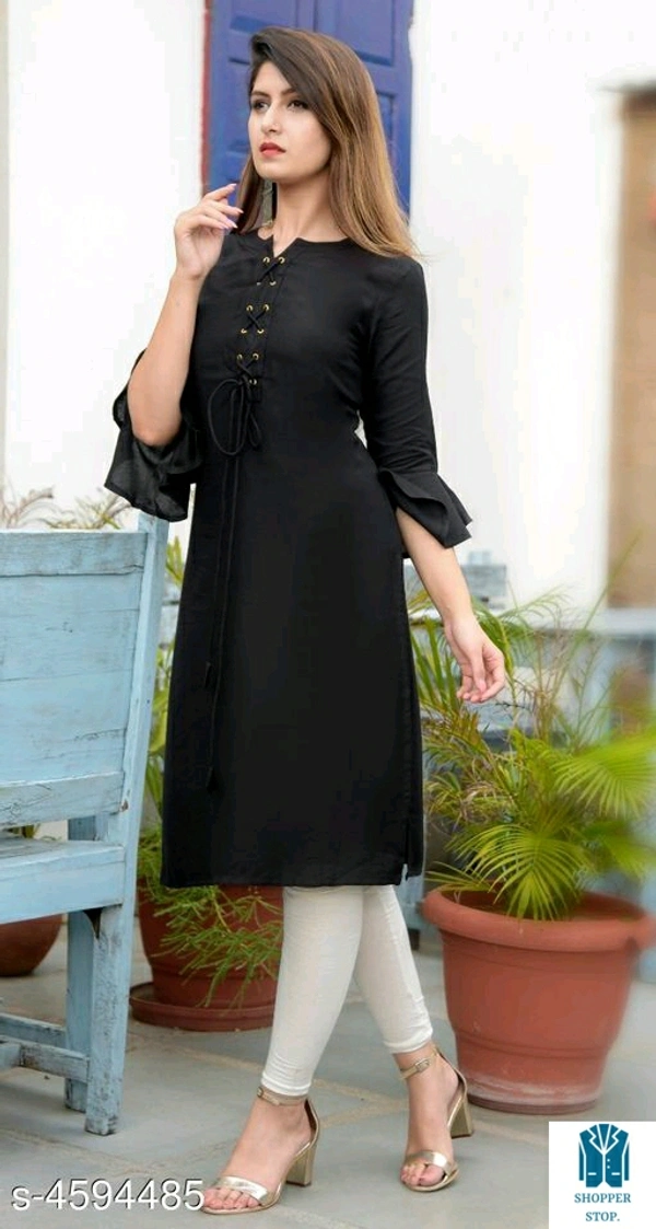 Catalog Name:*Women Rayon A-line Solid Yellow Kurti*Fabric: RayonSleeve Length: Three-Quarter SleevesPattern: SolidCombo 