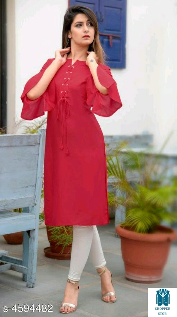 Catalog Name:*Women Rayon A-line Solid Yellow Kurti*Fabric: RayonSleeve Length: Three-Quarter SleevesPattern: SolidCombo 