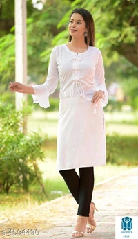 Catalog Name:*Women Rayon A-line Solid Yellow Kurti*Fabric: RayonSleeve Length: Three-Quarter SleevesPattern: SolidCombo 