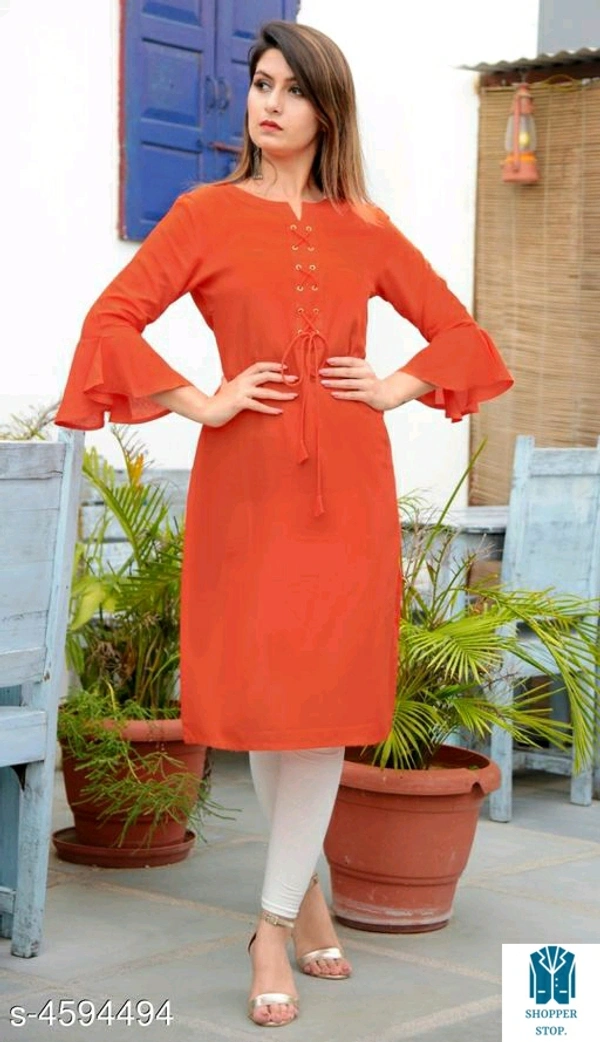 Catalog Name:*Women Rayon A-line Solid Yellow Kurti*Fabric: RayonSleeve Length: Three-Quarter SleevesPattern: SolidCombo 
