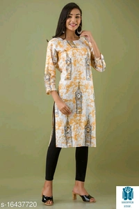 Catalog Name:*☀️Aagyeyi Superior Kurtis*Fabric: Cotton BlendSleeve Length: Three-Quarter SleevesPattern: PrintedCombo 