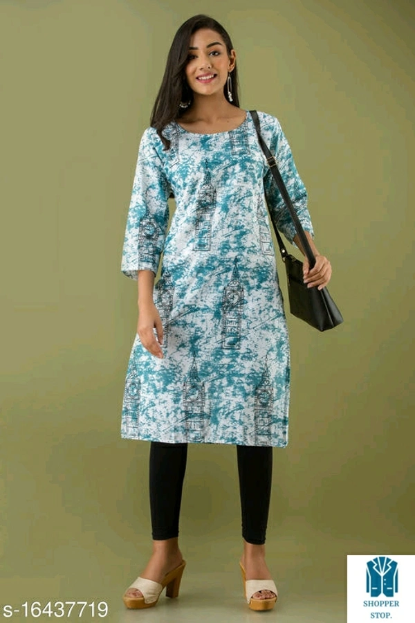 Catalog Name:*☀️Aagyeyi Superior Kurtis*Fabric: Cotton BlendSleeve Length: Three-Quarter SleevesPattern: PrintedCombo 