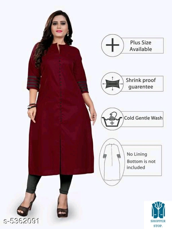 Catalog Name:*⭐Women Cotton High- Slit Solid Mustard Kurti*Fabric: CottonSleeve Length: Three-Quarter SleevesPattern: