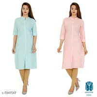 Catalog Name:*☀️Women Cotton A-line Solid Yellow Kurti*Fabric: CottonSleeve Length: Three-Quarter Sleeves,Short SleevesPattern: