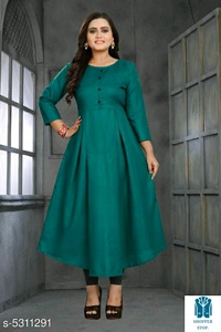 Catalog Name:*⭐Women Cotton Flared Solid Mustard Kurti*Fabric: CottonSleeve Length: Three-Quarter SleevesPattern: 