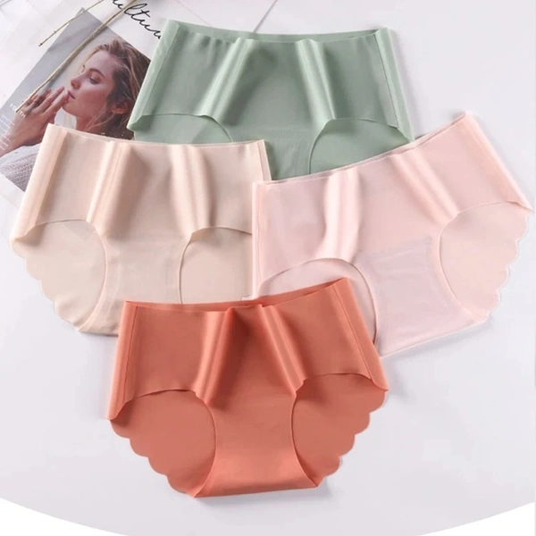 Silky Satin Women's Seamless Wave Edge Panty Lingerie - Free Size, 4