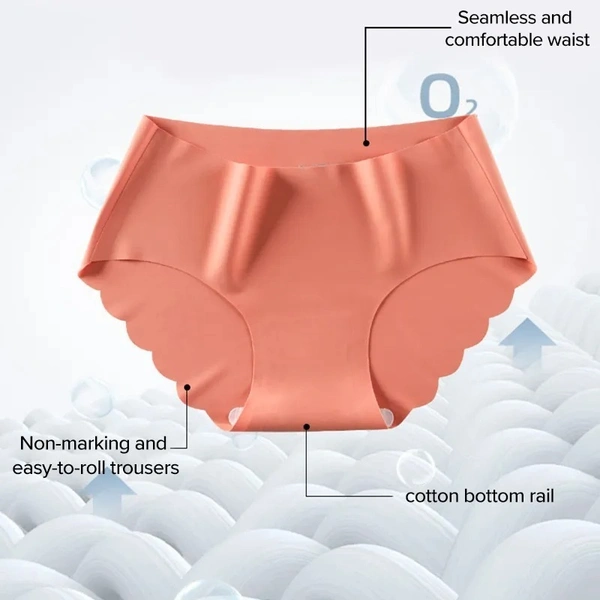 Silky Satin Women's Seamless Wave Edge Panty Lingerie - Free Size, 4