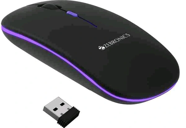 zebronic wireless Optical maush silim wireless ricarlebal 1600dpirgb with Bulututh 