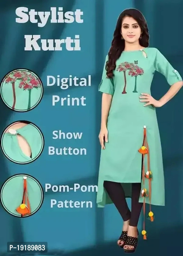 Hayat Common Sarvice Centre  Trendy Cotton Cambric Casual Stitched Kurta For Women - L, Arctic