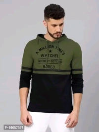 R P CREATION Reliable Multicoloured Cotton Printed Hooded Tees For Men - S, Coffee