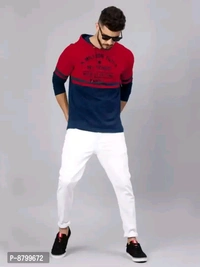 R P CREATION Reliable Multicoloured Cotton Printed Hooded Tees For Me - Maroon, M
