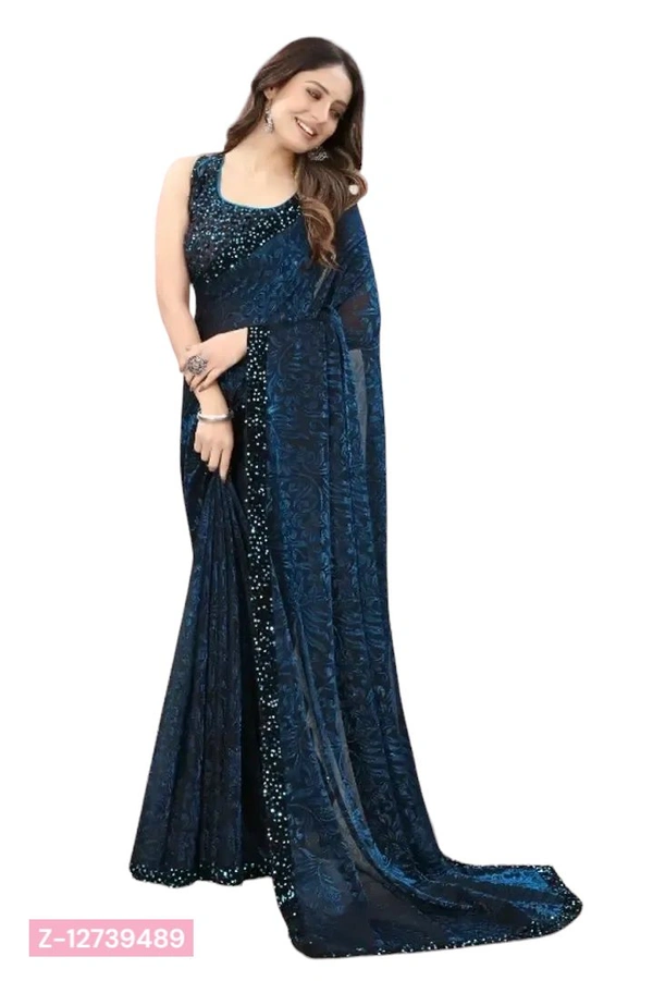 Carryox Delivery Free Trendy Attractive Lycra Saree with Blouse piece
