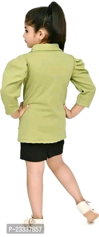 JUHI FASHION Delevery Free Classic Crepe Solid Dress for Kids Girls with Jacket - 6-7 Years