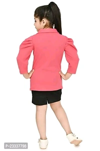 JUHI FASHION Delivery Free  Classic Crepe Solid Dress for Kids Girls with Jacket - 6-7 Years