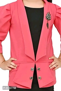 JUHI FASHION Delivery Free  Classic Crepe Solid Dress for Kids Girls with Jacket - 6-7 Years