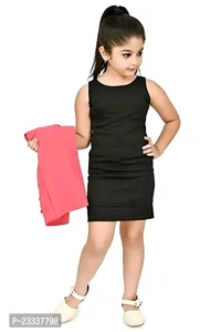 JUHI FASHION Delivery Free  Classic Crepe Solid Dress for Kids Girls with Jacket - 6-7 Years