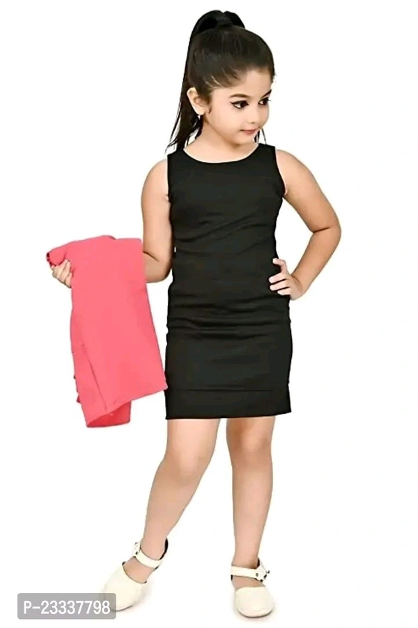 JUHI FASHION Delivery Free  Classic Crepe Solid Dress for Kids Girls with Jacket - 6-7 Years