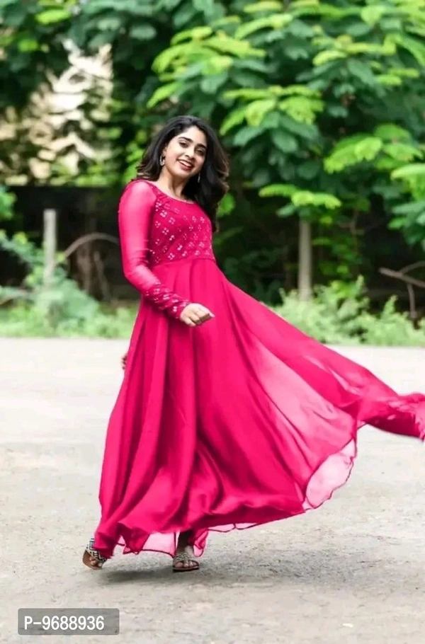 RUDRAKH FASHION  Red Georgette Ethnic Gowns For Women