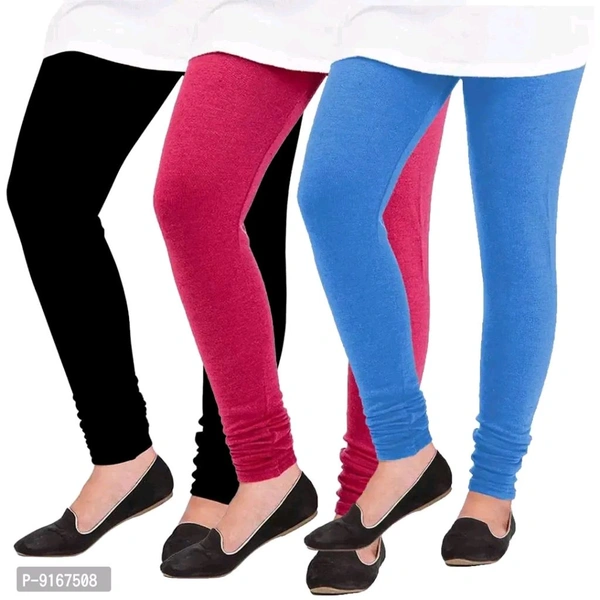 PIXIL LIFESTYLE  Elegant Woolen Solid Leggings For Women- Pack Of 3,Black, Pink, Sky Blue