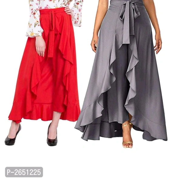 UNIYAL COLLECTION  Women's Solid Multicoloured Pack of 2 Palazzo
